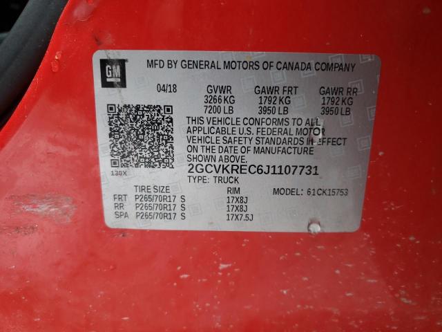 2018 CHEVROLET SILVERADO2 2GCVKREC6J1107731