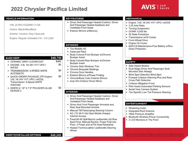 2C4RC1GG5NR111728 2022 CHRYSLER PACIFICA - Image 14