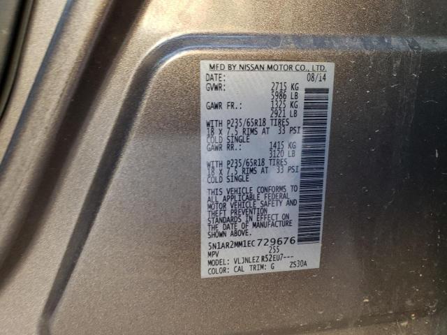 5N1AR2MM1EC729676 Nissan Pathfinder S