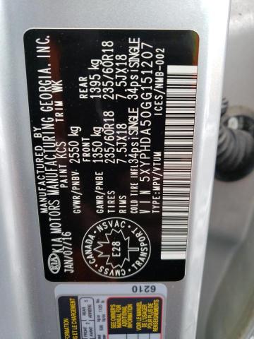 2016 KIA SORENTO EX - 5XYPHDA50GG151207