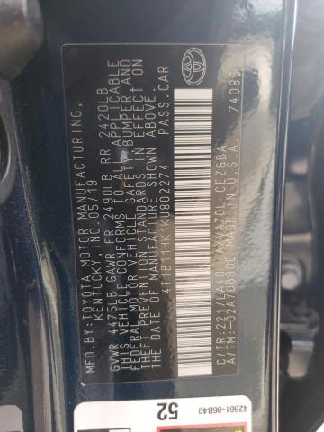 2019 TOYOTA CAMRY L - 4T1B11HK1KU802274