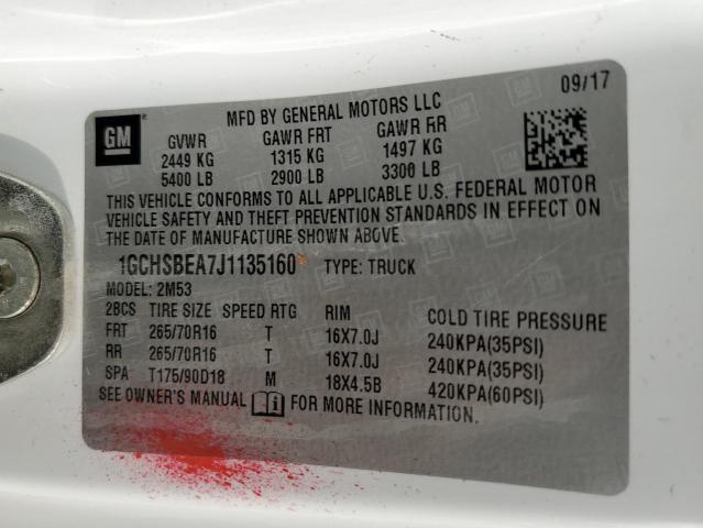2018 CHEVROLET COLORADO - 1GCHSBEA7J1135160