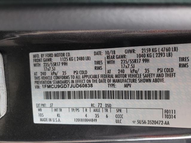 2018 FORD ESCAPE SE - 1FMCU9GD7JUD60838