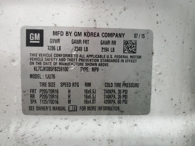 2015 CHEVROLET TRAX LS - KL7CJKSB5FB259100