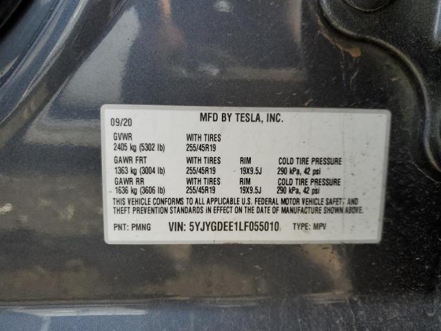 2020 TESLA MODEL Y - 5YJYGDEE1LF055010