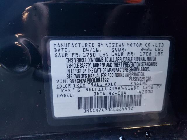 3N1CN7AP0GL884492 Nissan VERSA S