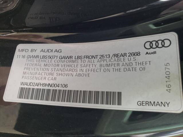 2017 AUDI A5 SPORT WAUD2AFH9HN004106