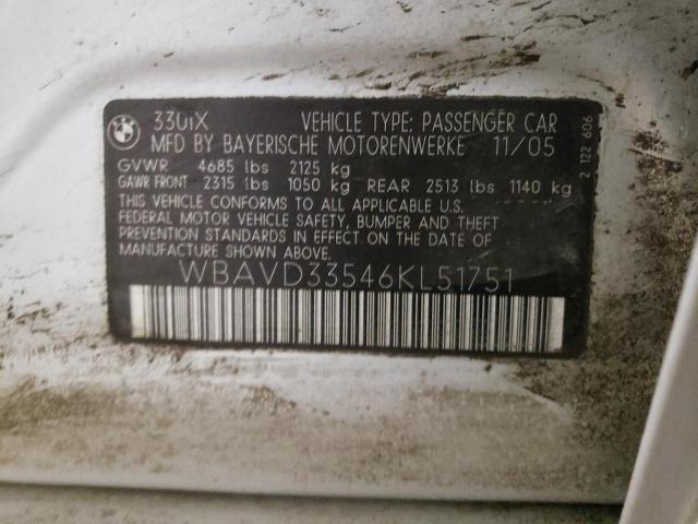 WBAVD33546KL51751 BMW 330 XI