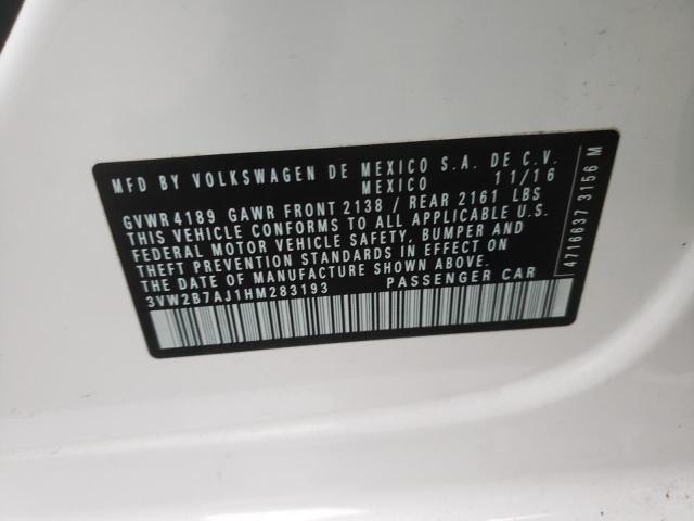 2017 VOLKSWAGEN JETTA S 3VW2B7AJ1HM283193