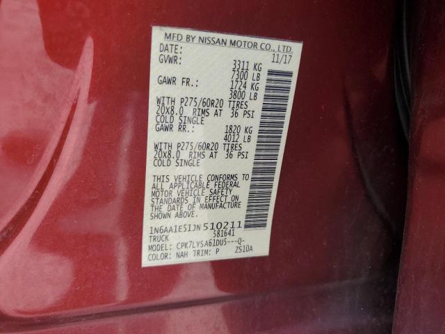 2018 NISSAN TITAN SV - 1N6AA1E51JN510211