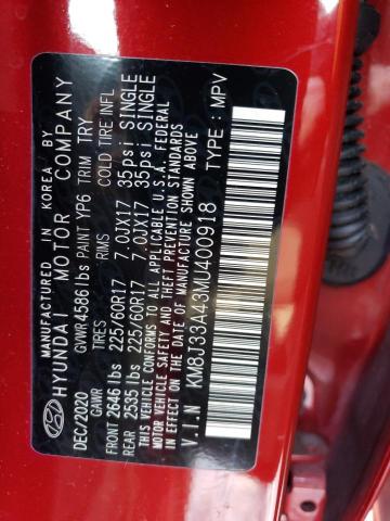 2021 HYUNDAI TUCSON LIM - KM8J33A43MU400918