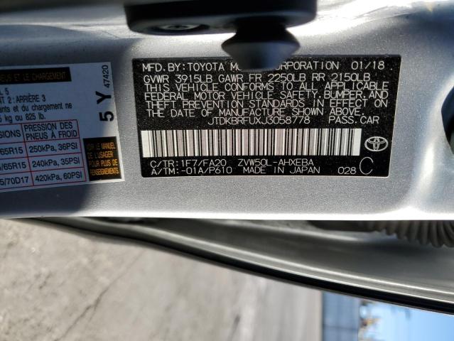 2018 TOYOTA PRIUS - JTDKBRFUXJ3058778