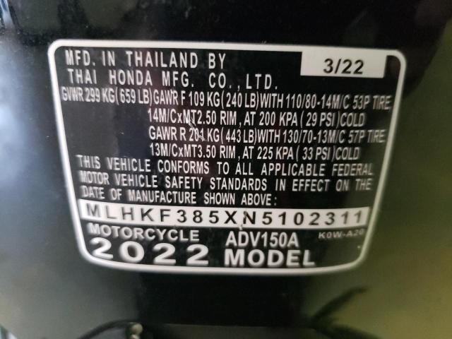 2022 HONDA ADV150 A - MLHKF385XN5102311