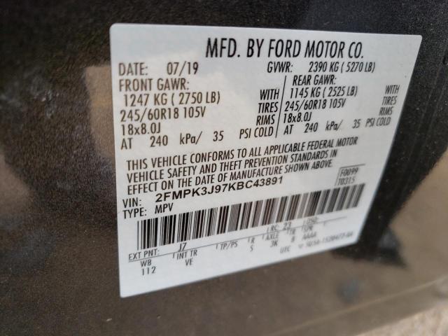 2019 FORD EDGE SEL 2FMPK3J97KBC43891