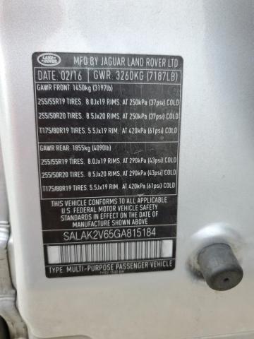 SALAK2V65GA815184 Land Rover LR4