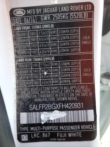 2015 LAND ROVER LR2 SE SALFP2BGXFH420931