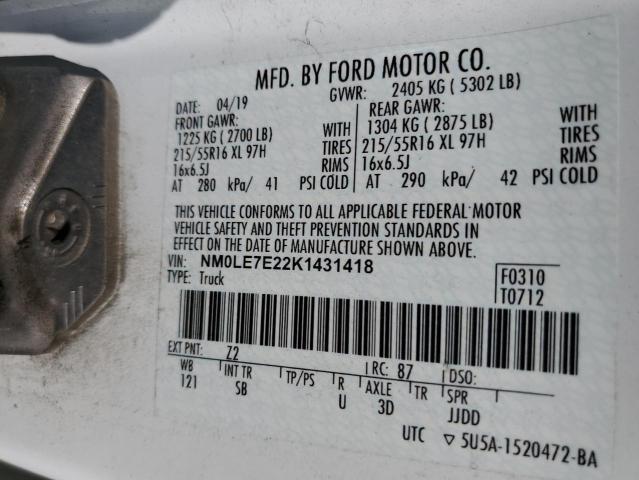 2019 FORD TRANSIT CO NM0LE7E22K1431418