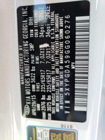 5XYPGDA59GG060276 KIA SORENTO LX