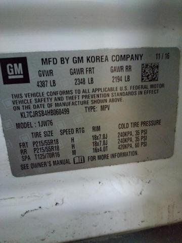 2017 CHEVROLET TRAX PREMI KL7CJRSB4HB060499