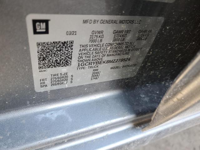 2021 CHEVROLET 1500 SILVE - 1GCRYBEK8MZ278524