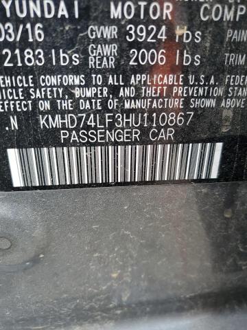 2017 HYUNDAI ELANTRA SE - KMHD74LF3HU110867
