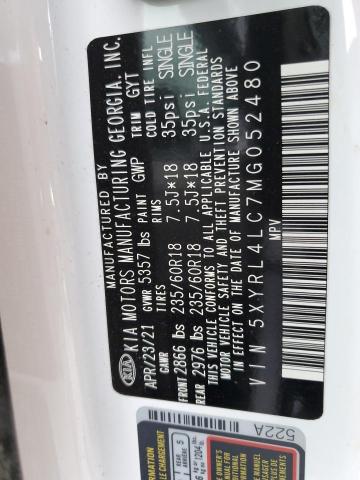 5XYRL4LC7MG052480 KIA SORENTO S