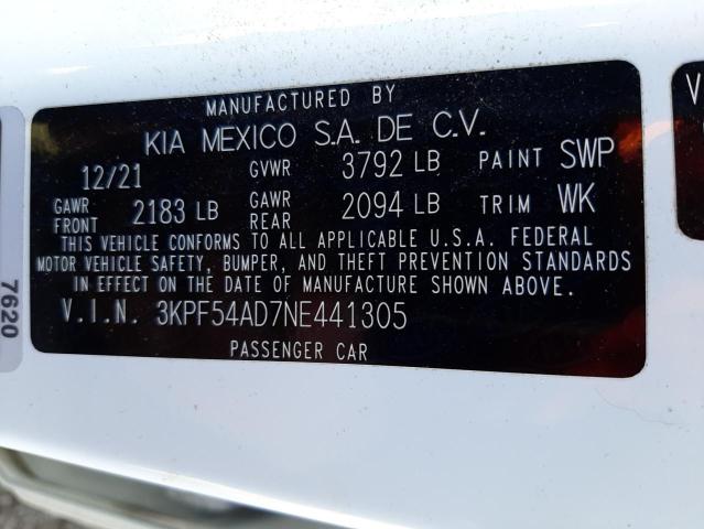 2022 KIA FORTE GT L - 3KPF54AD7NE441305