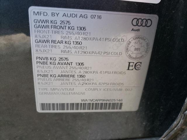 2017 AUDI SQ5 PRESTI WA1VCAFP9HA025146