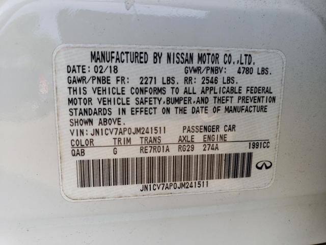 2018 INFINITI Q50 PURE - JN1CV7AP0JM241511