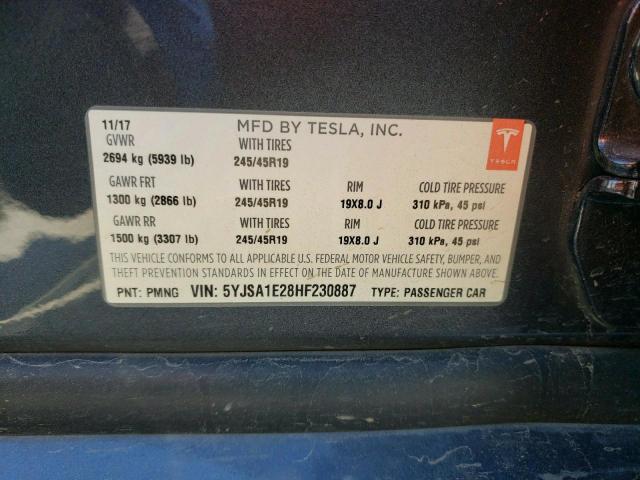 5YJSA1E28HF230887 Tesla MODEL S