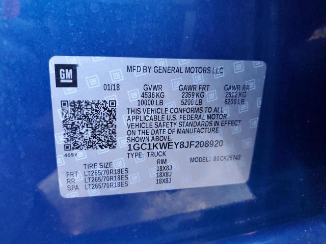2018 CHEVROLET SILVERADO - 1GC1KWEY8JF208920