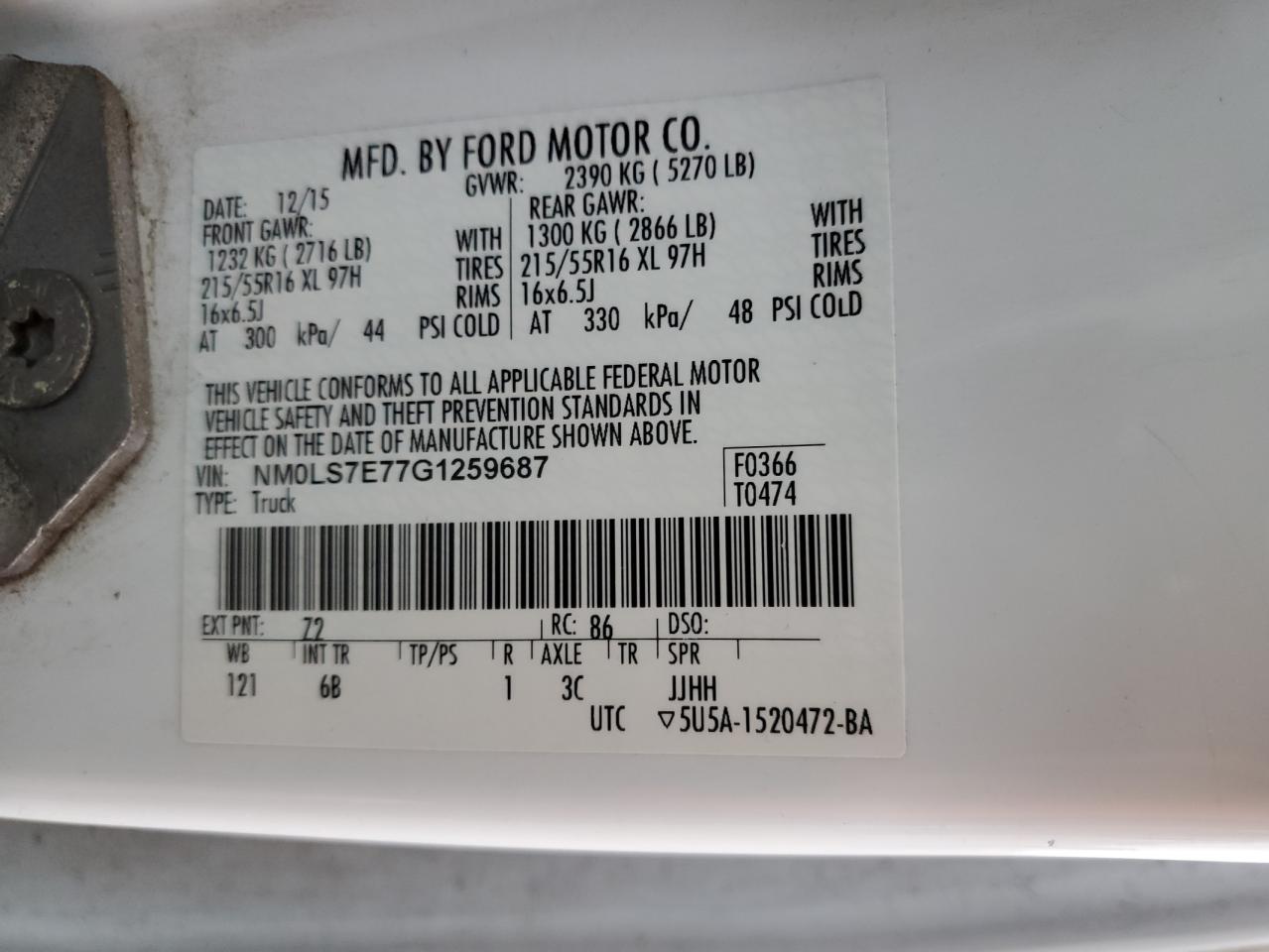 NM0LS7E77G1259687 2016 Ford Transit Connect Xl