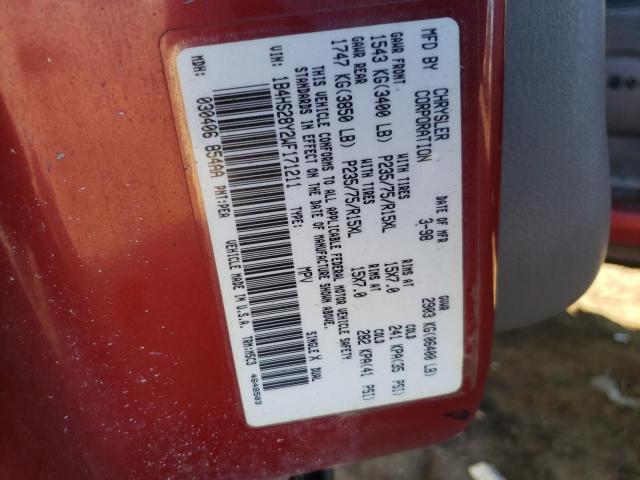 1998 DODGE DURANGO VIN: 1B4HS28Y2WF171211