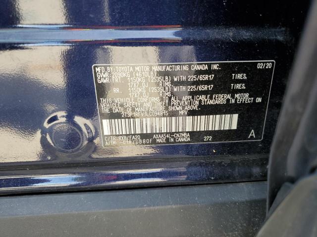 2020 TOYOTA RAV4 XLE 2T3P1RFV1LC094815