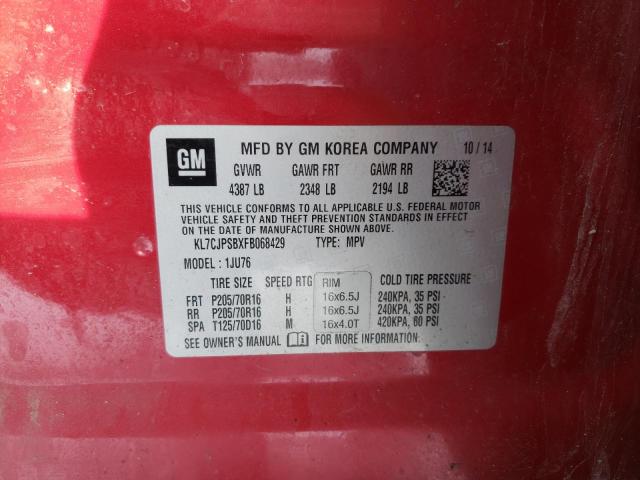 2015 CHEVROLET TRAX 1LS - KL7CJPSBXFB068429