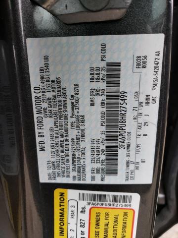 3FA6P0PU8HR275499 2017 FORD FUSION, photo no. 13