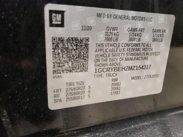 2021 CHEVROLET SILVERADO2 1GCRYBEH2MZ154317