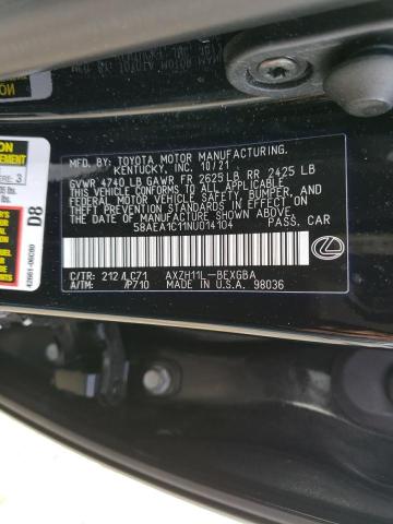 2022 LEXUS ES 300H BA 58AEA1C11NU014104