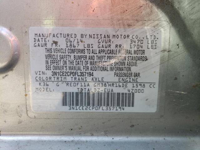 3N1CE2CP0FL357194 Nissan Versa Note S