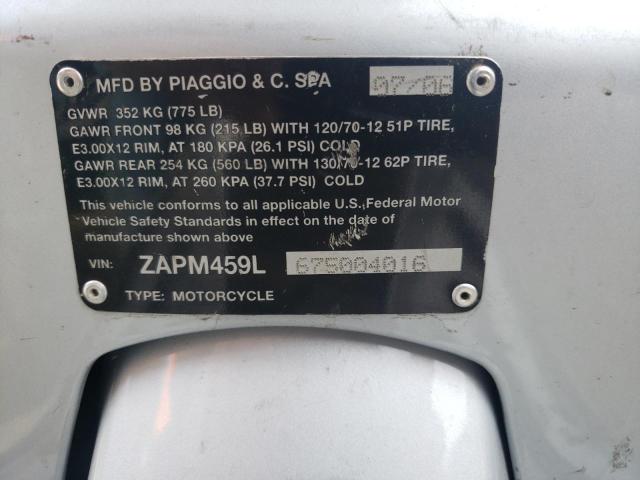 2007 VESPA GTS 250 ZAPM459L675004016