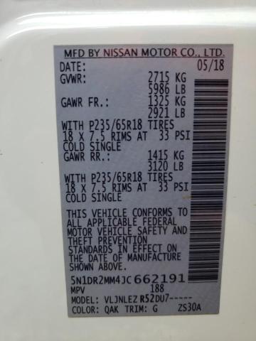 2018 NISSAN PATHFINDER 5N1DR2MM4JC662191