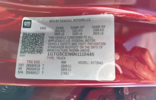 2022 GMC CANYON ELE 1GTG5CEN6N1110445