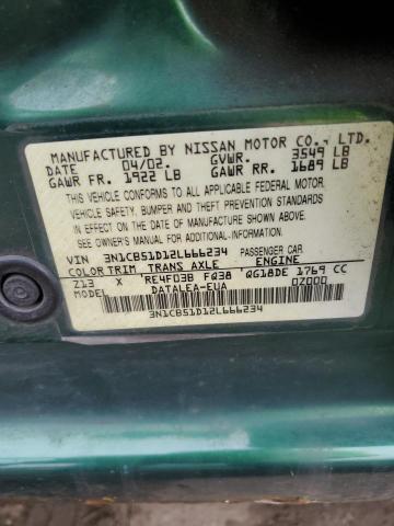 3N1CB51D12L666234 2002 Nissan Sentra Xe