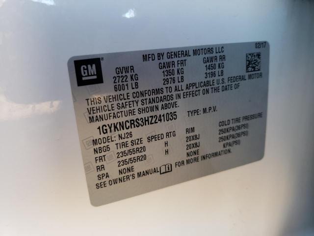 2017 CADILLAC XT5 PREMIU 1GYKNCRS3HZ241035