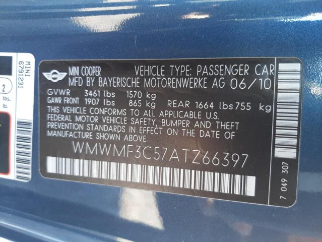 WMWMF3C57ATZ66397 Mini Cooper