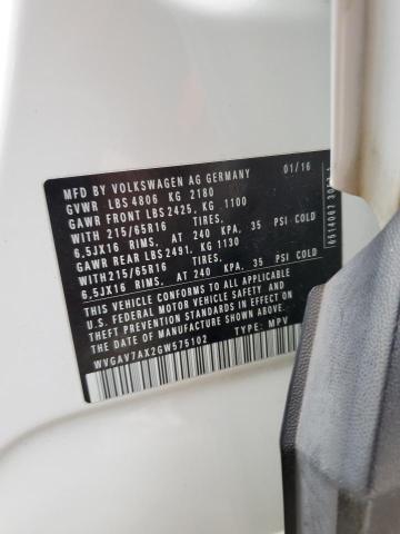 2016 VOLKSWAGEN TIGUAN S - WVGAV7AX2GW575102