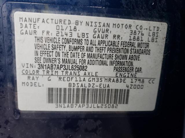 3N1AB7AP3JL625082 Nissan SENTRA S