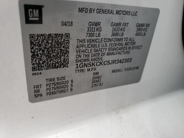 2018 CHEVROLET TAHOE K150 - 1GNSKCKC5JR342303