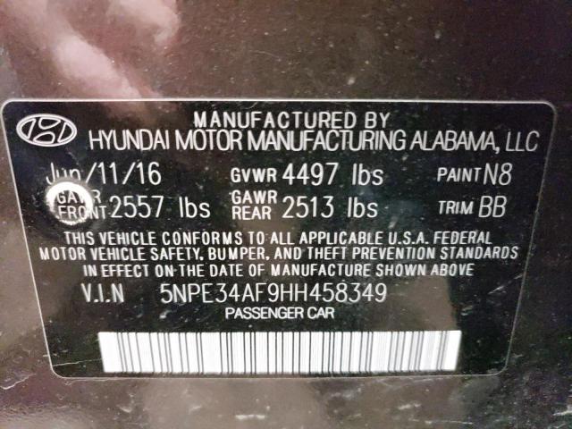 2017 HYUNDAI SONATA SPO - 5NPE34AF9HH458349