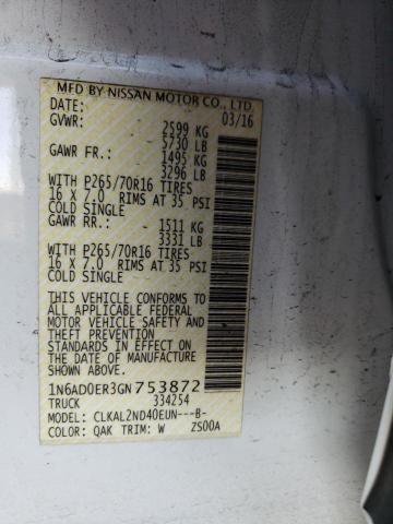 1N6AD0ER3GN753872 Nissan FRONTIER S